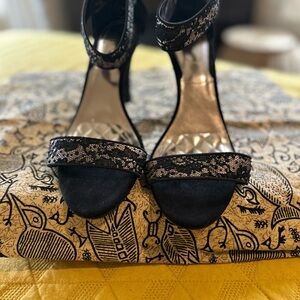 Alfani Black and Silver Stiletto Heels with Ankle Strap